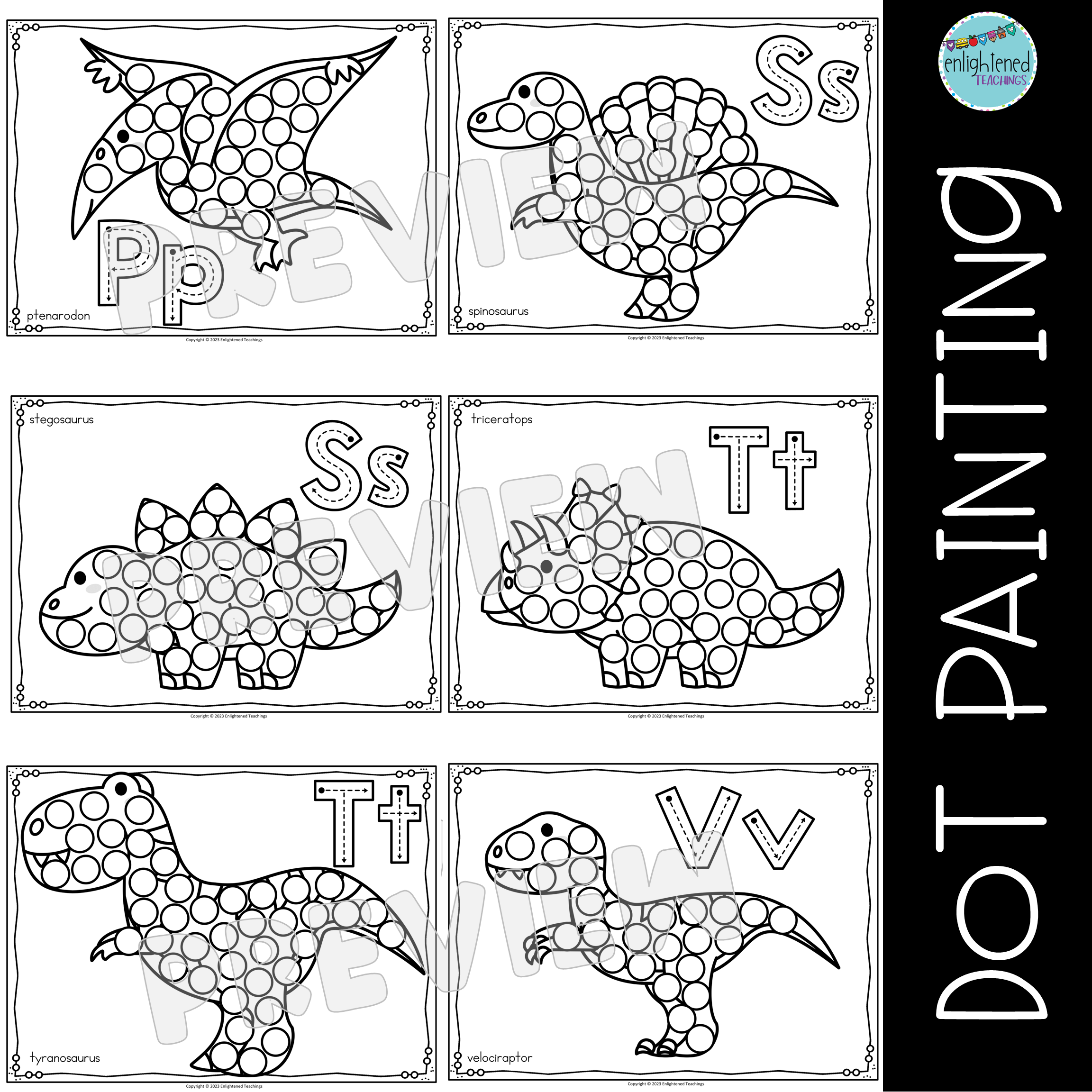 Dinosaur dab a dot worksheets dot marker fine motor dinosaur do a dot painting made by teachers