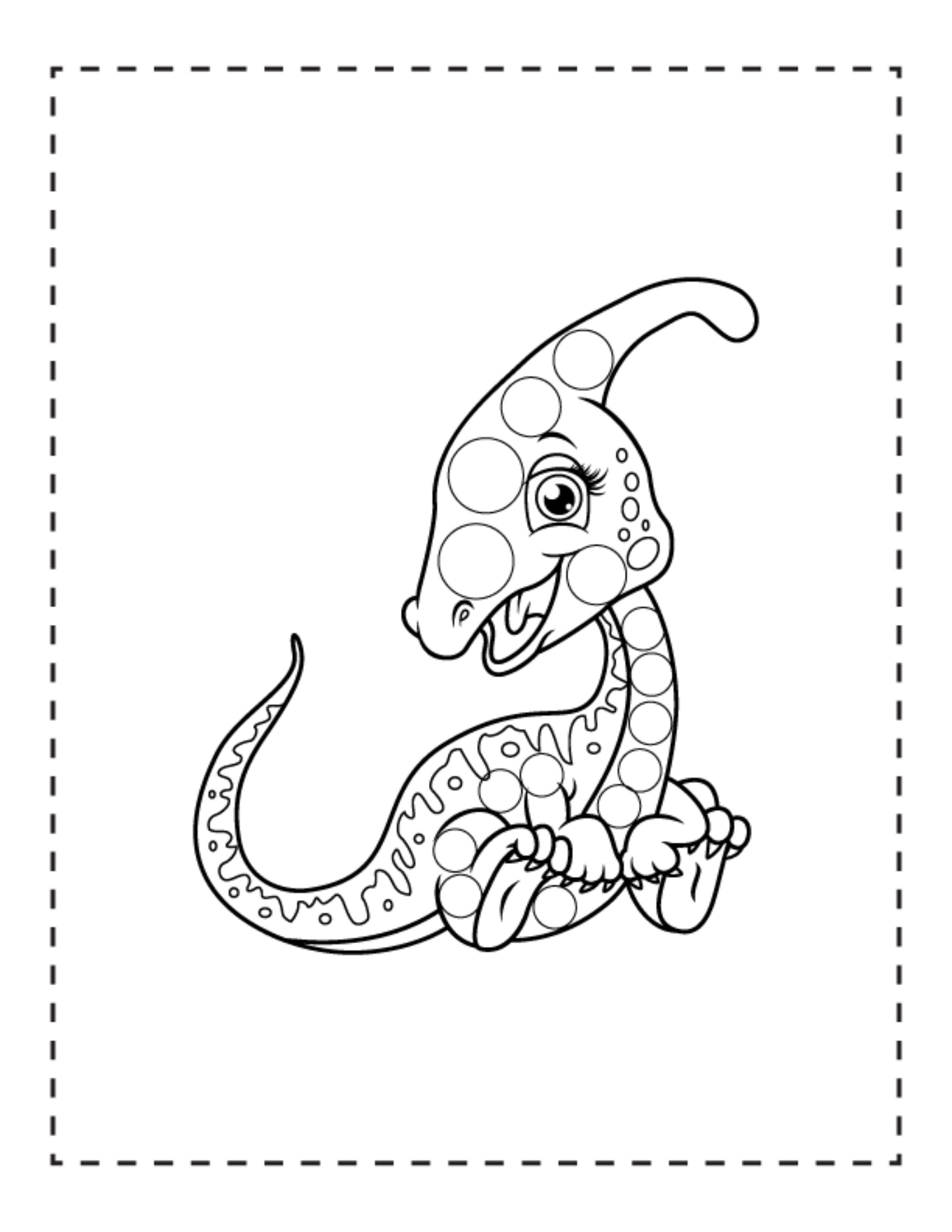 Childrens dinosaur dot marker coloring pages for the