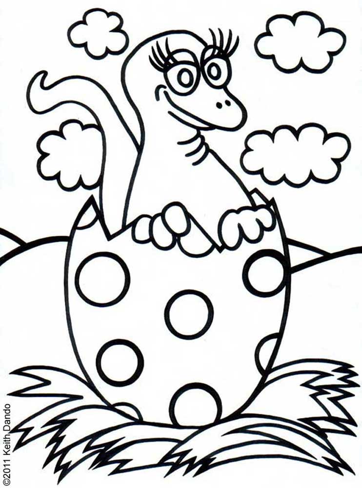 Printable louring baby dinosaur hatching rooftop post printables