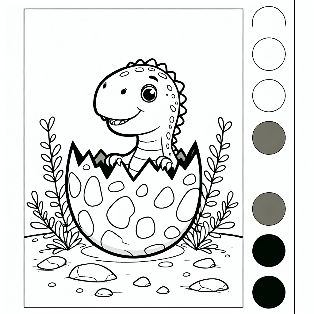 Dinosaur egg hatching coloring page