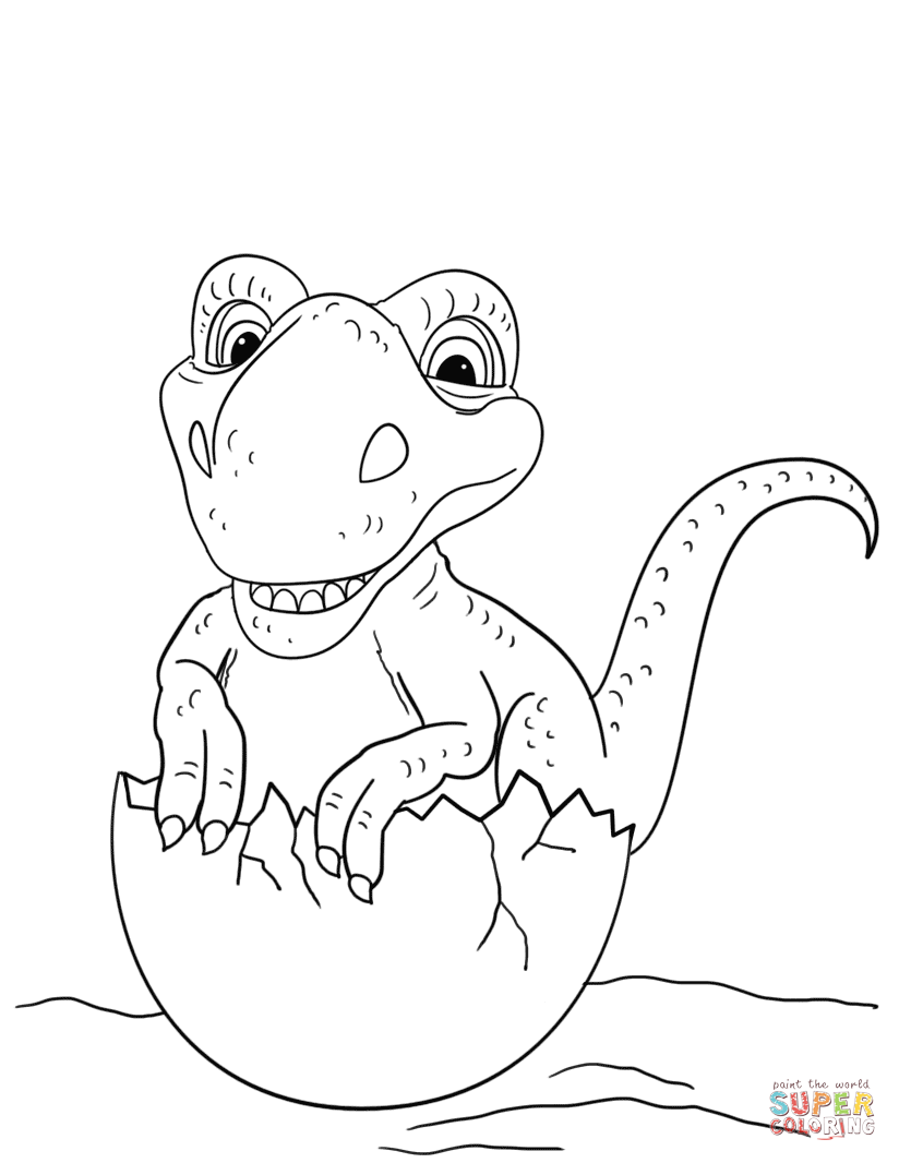 Dinosaur hatching from egg coloring page free printable coloring pages