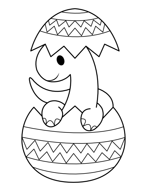 Printable dinosaur and broken easter egg coloring page