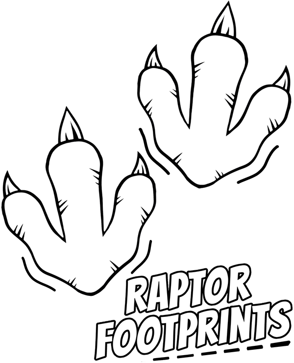 Footprints of dinosaurs on coloring sheet