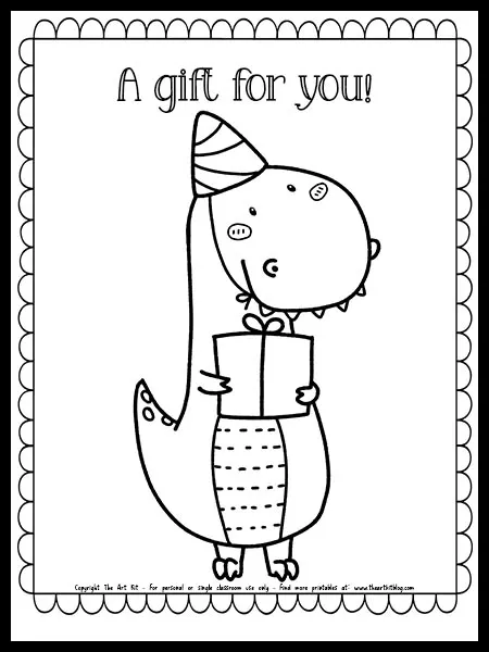 A gift for you â dinosaur coloring page free printable â the art kit