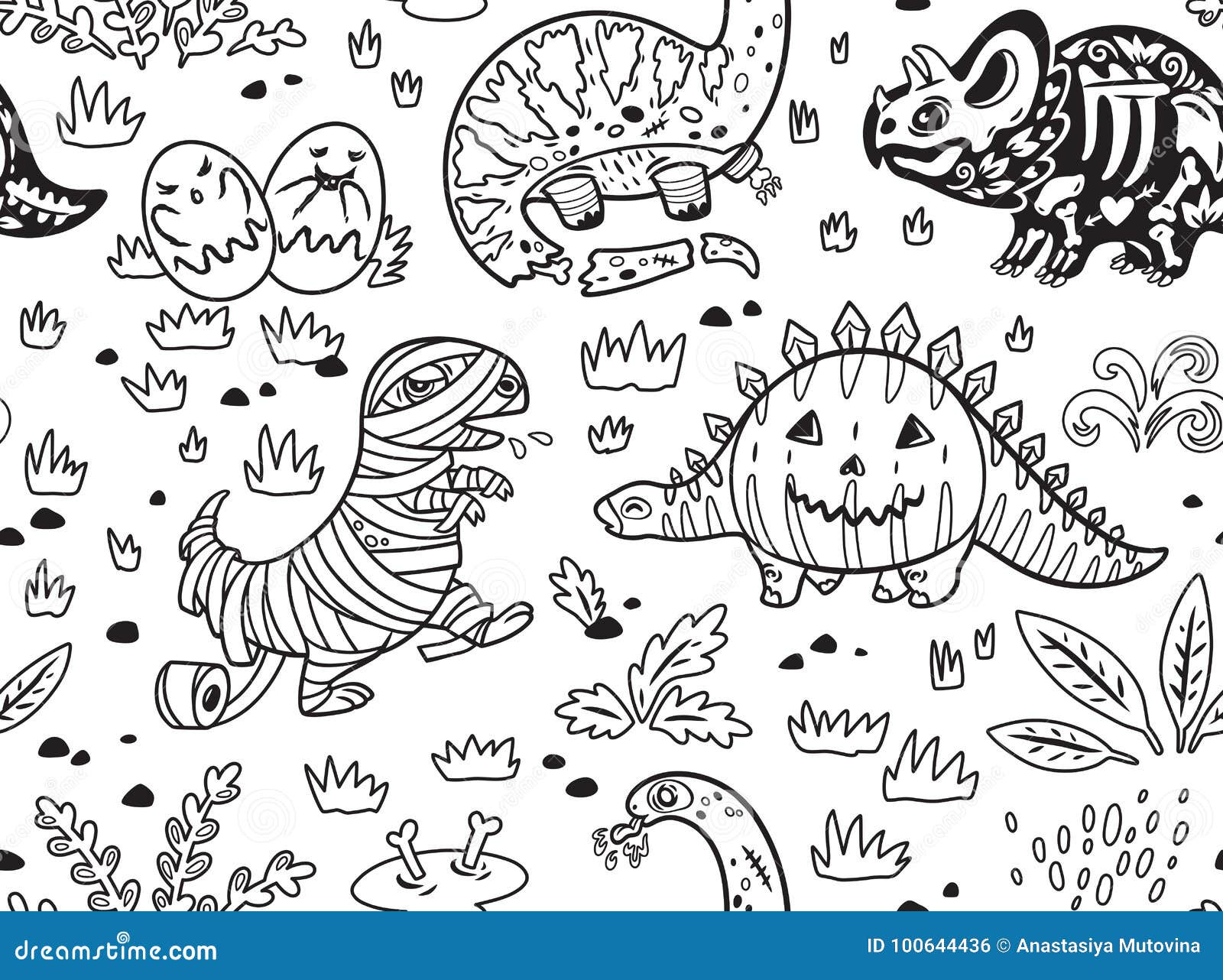 Ink dinosaurs in costumes for halloween vector set of characters stock vector