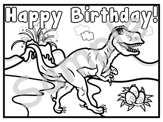 Set of printable dinosaur birthday coloring pages