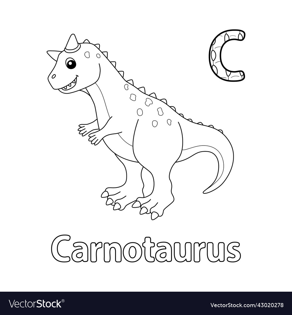 Carnotaurus alphabet dinosaur abc coloring page c vector image