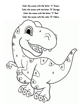 Color by letter dinosaur a b c d by early childhood resource center