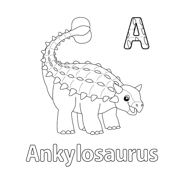 Premium vector ankylosaurus alphabet dinosaur abc coloring page a