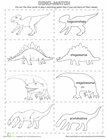 Dinosaur memory match worksheet education dinosaur theme preschool memory match dinosaur