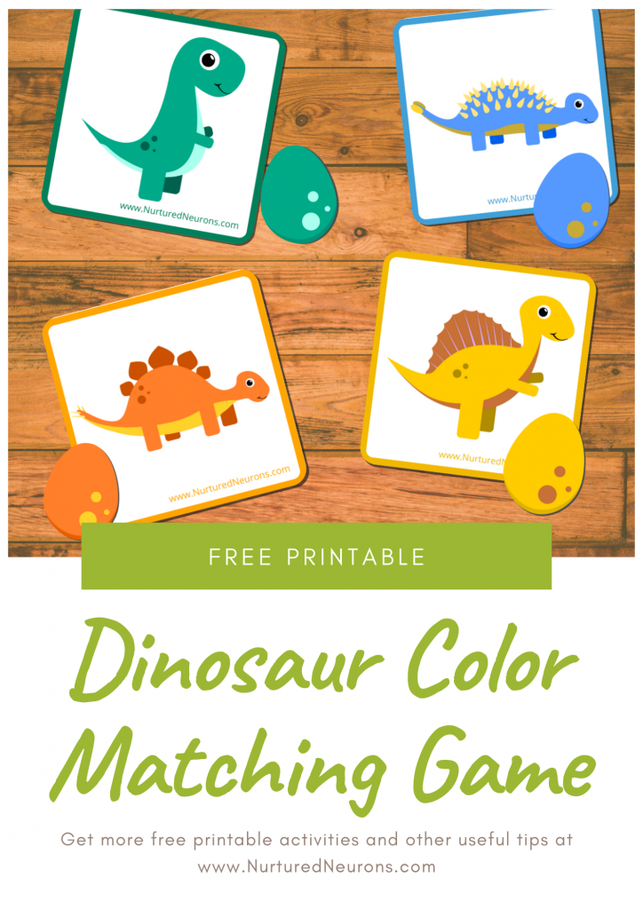 Dinosaur color matching game amazing preschool printable
