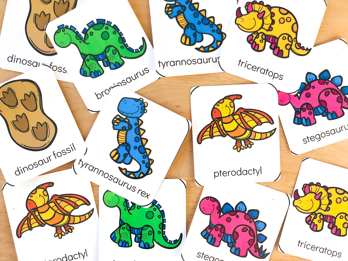 Free printable dinosaur memory game for kids