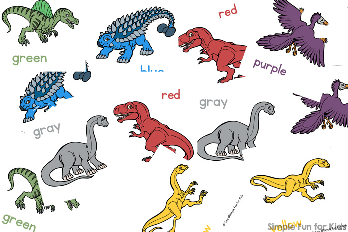 Dinosaur matching game for toddlers