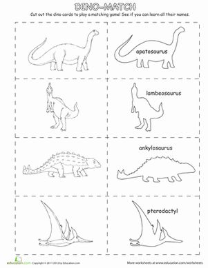 Dinosaur matching game worksheet education matching games dinosaurs preschool dinosaur