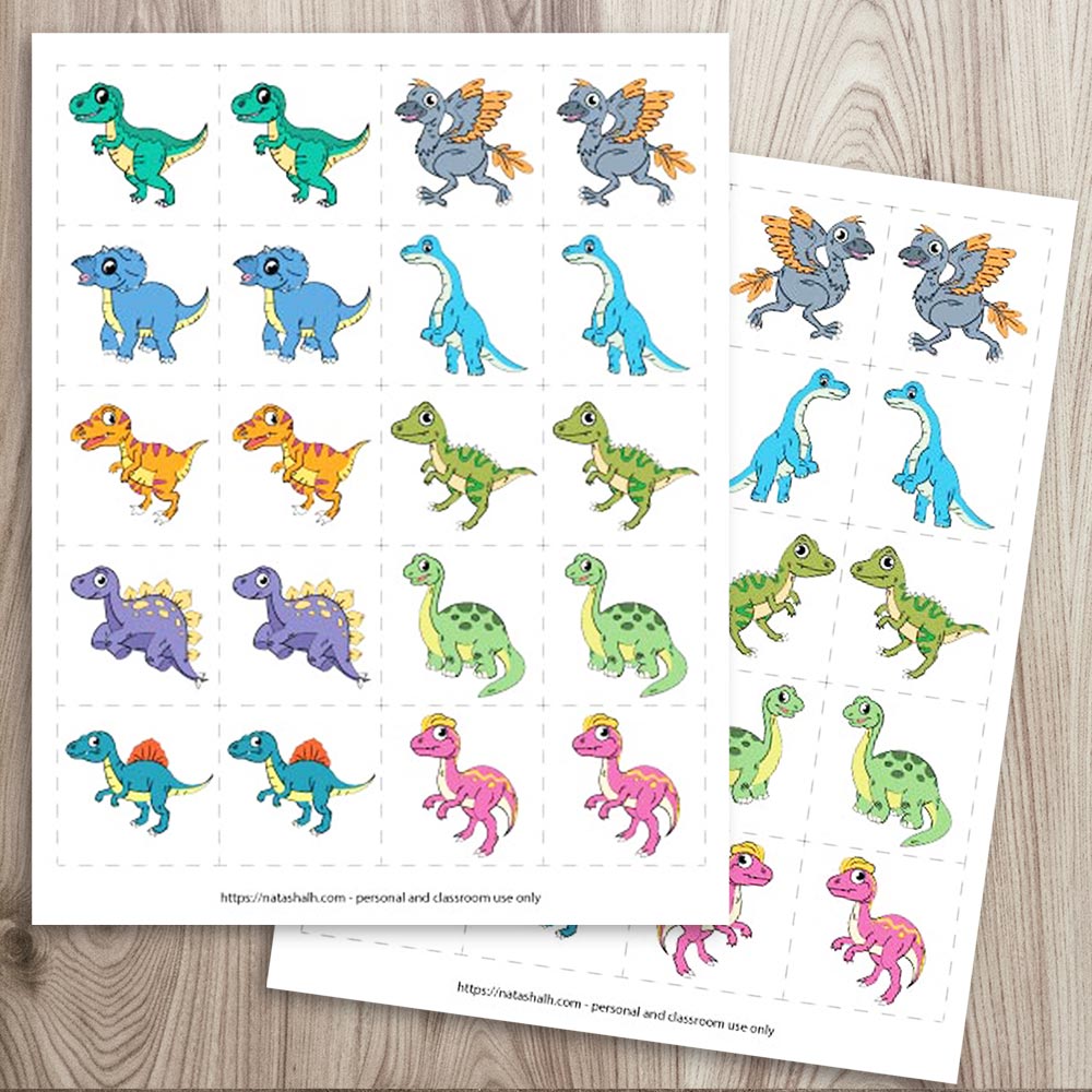 Free printable dinosaur matching game for your dino