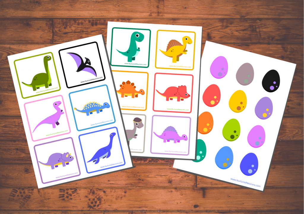 Dinosaur color matching game amazing preschool printable