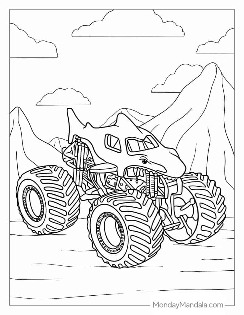 Monster truck coloring pages free pdf printables