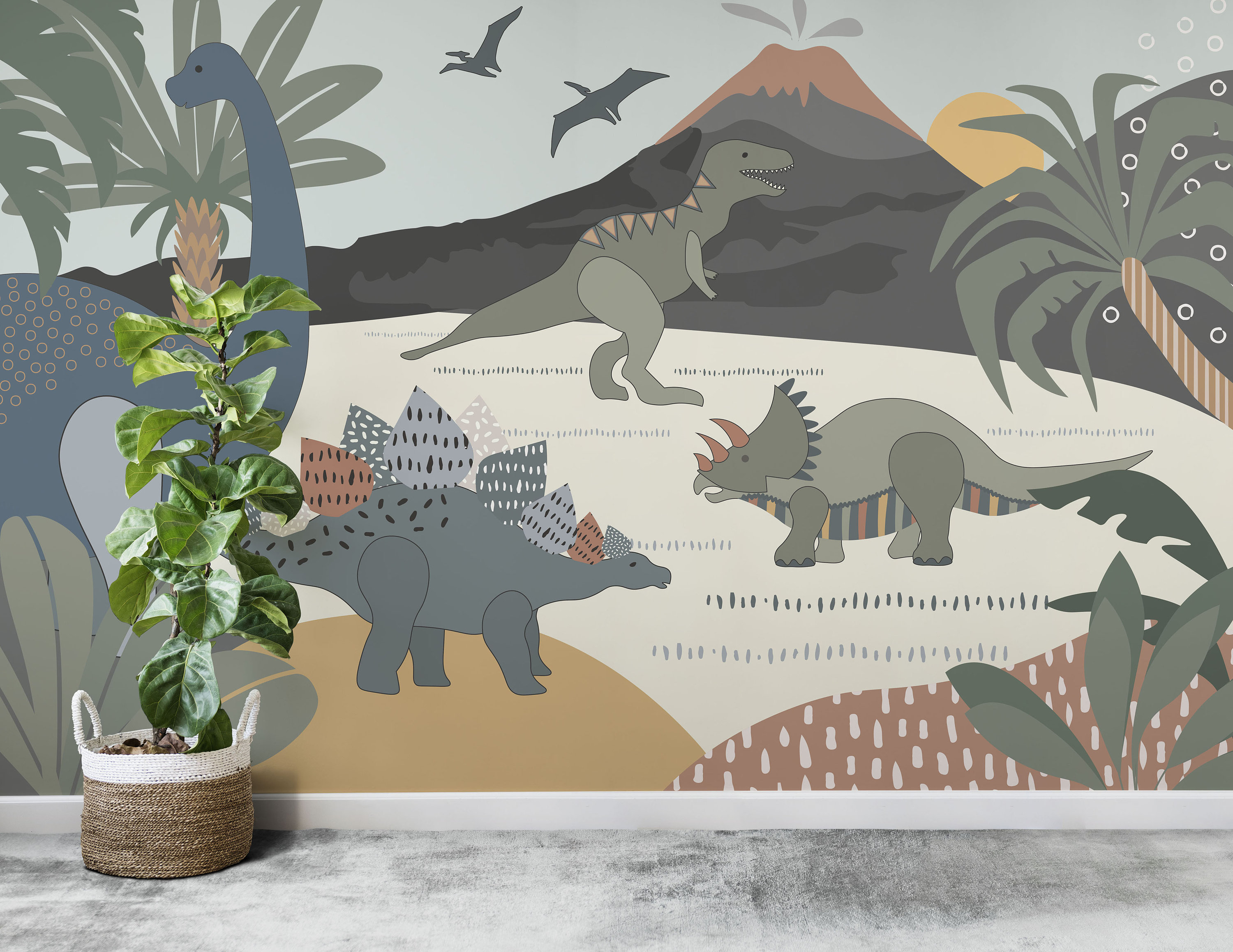 Download dinosaur mural wallpaper Bhmpics