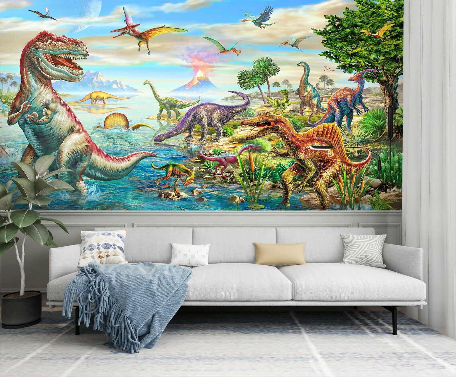 Download dinosaur mural wallpaper Bhmpics