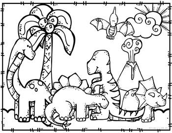 Dinosaur coloring pages by preschoolers and sunshine tpt