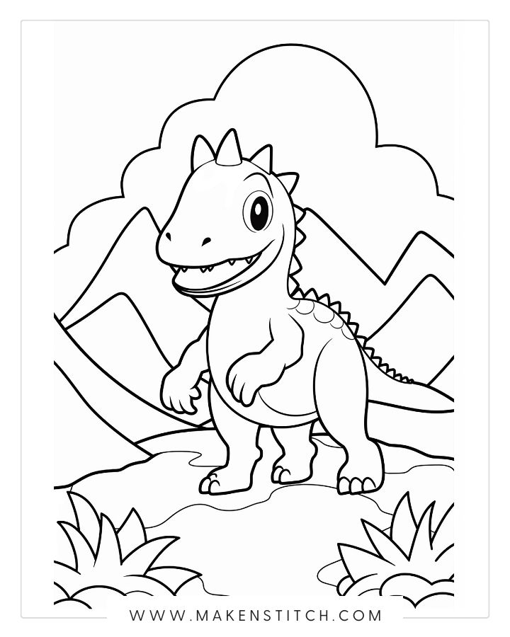 Coloring pages dinosaur theme for kids and adults