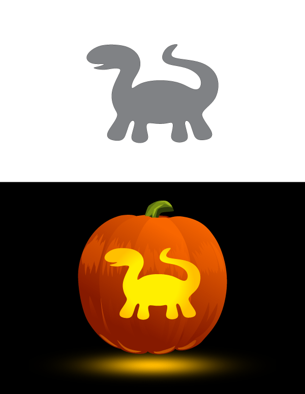 Printable simple dinosaur pumpkin stencil