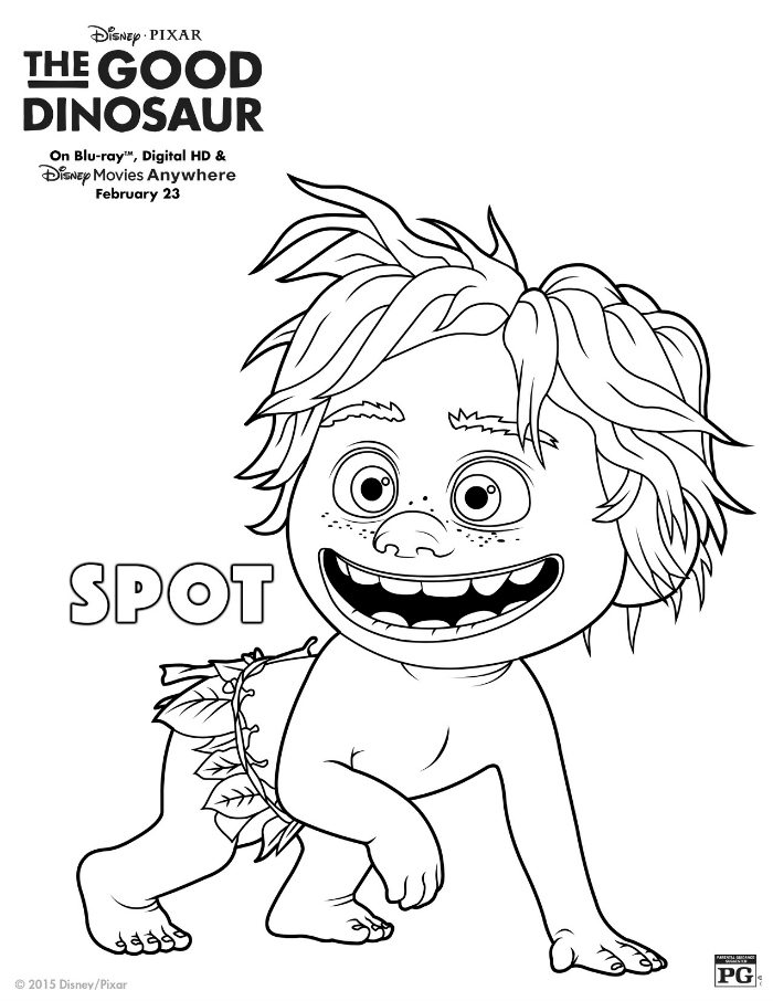 Disney pixar the good dinosaur spot coloring page