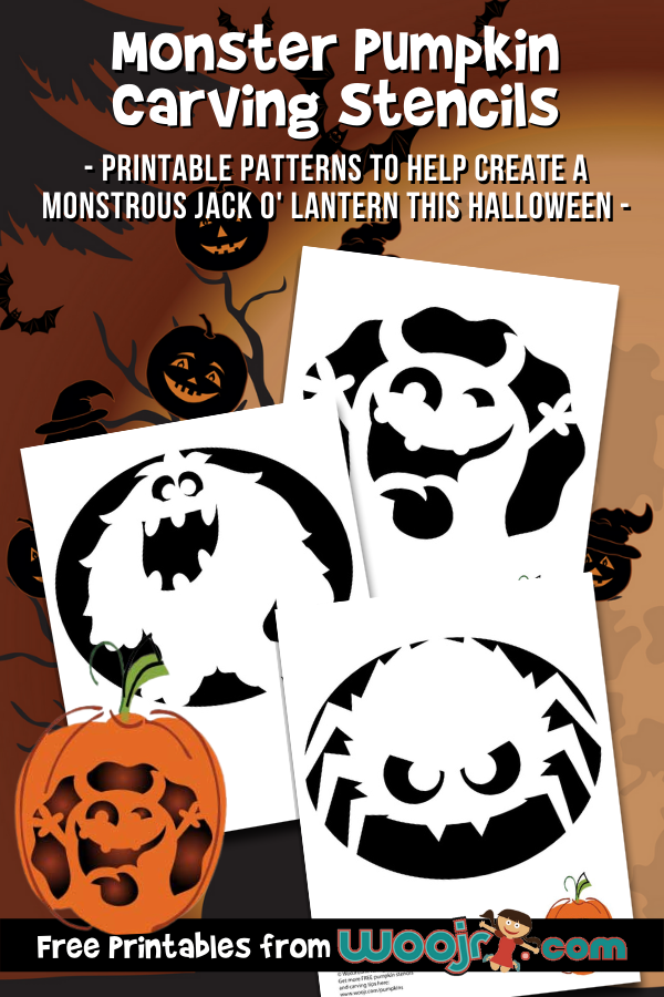 Monster pumpkin carving stencils woo jr kids activities childrens publishing