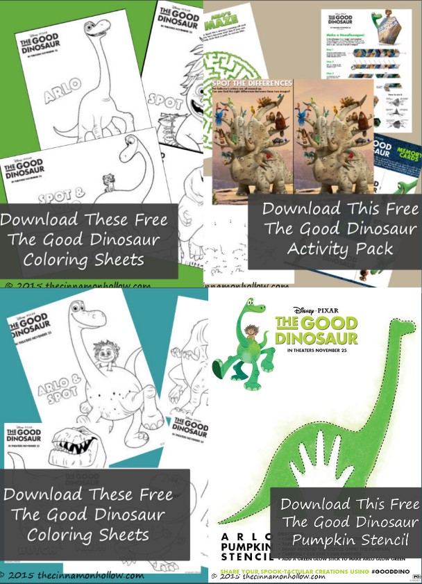 Download the good dinosaur pumpkin stencil and activities