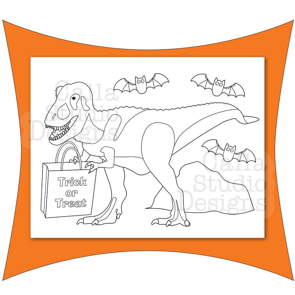 Happy halloween dinosaur coloring page even t