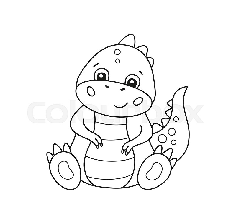 Cute little dinosaur for kid coloring book children puzzle game stock vector