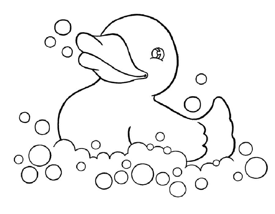Duck in a bath coloring page
