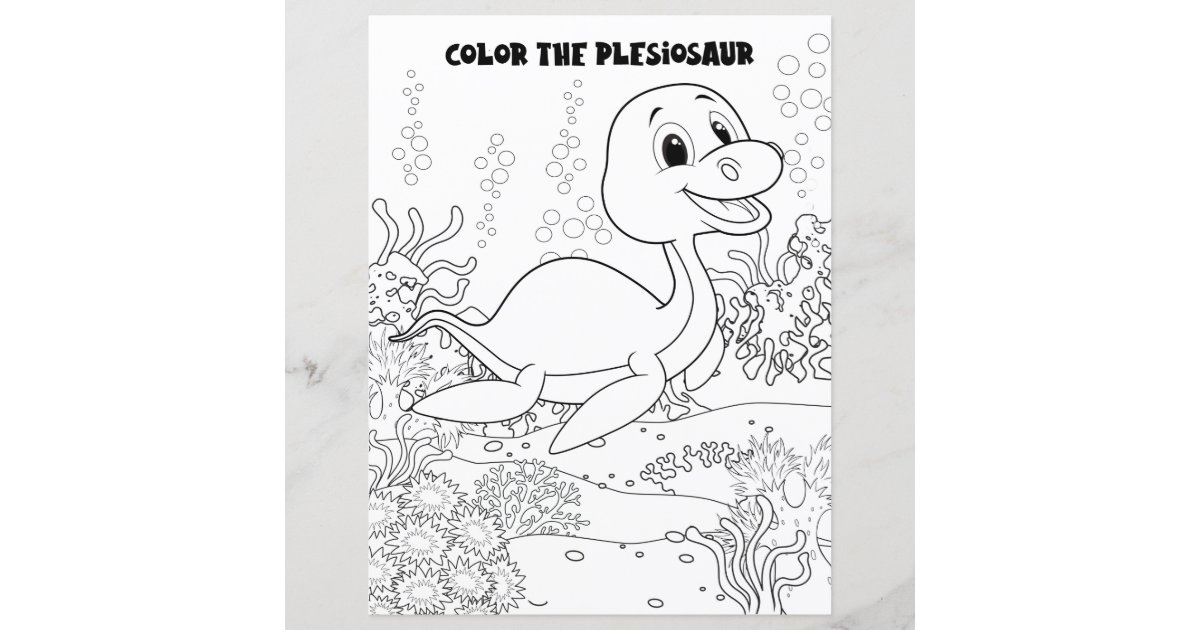 Kids activity plesiosaurus dinosaur coloring page