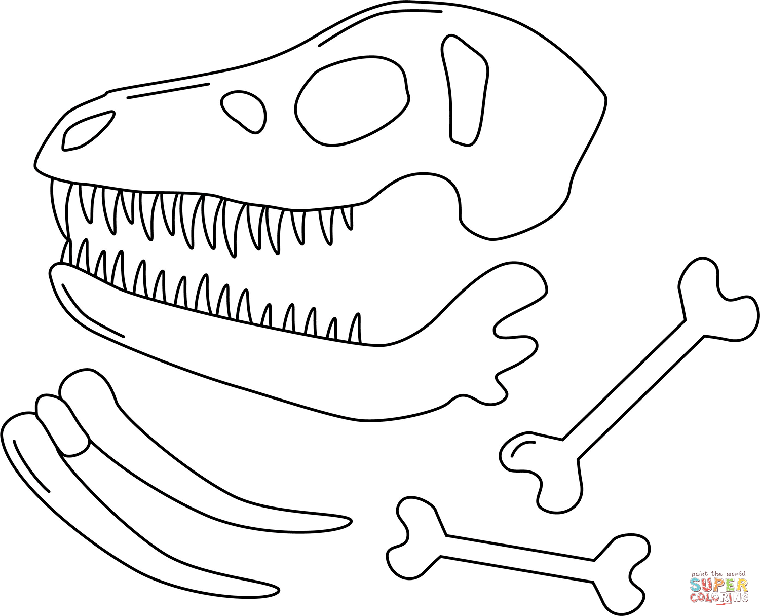 Dinosaur fossil coloring page free printable coloring pages