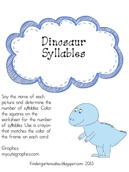 Dinosaur syllables by kinder cakes tpt