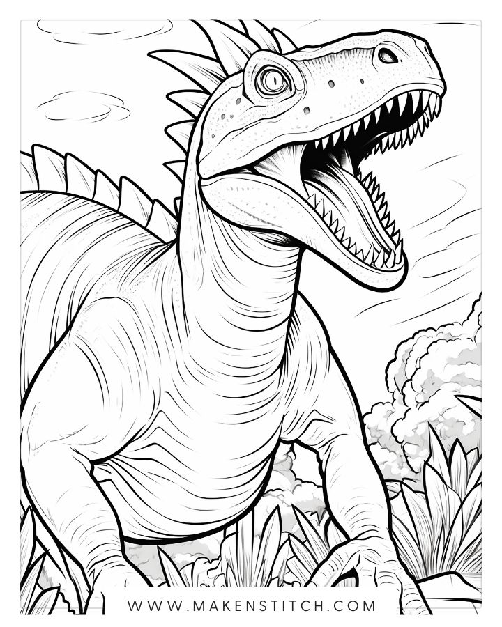 Coloring pages dinosaur theme for kids and adults