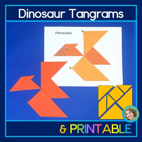 Dinosaurs tangram puzzles print and digital d shapes math center tangrams