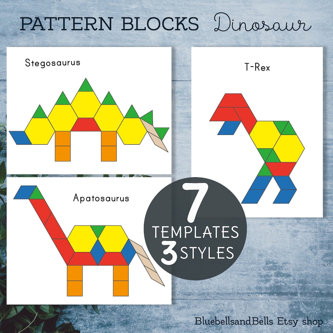 Dinosaur pattern blocks printable templates preschool and