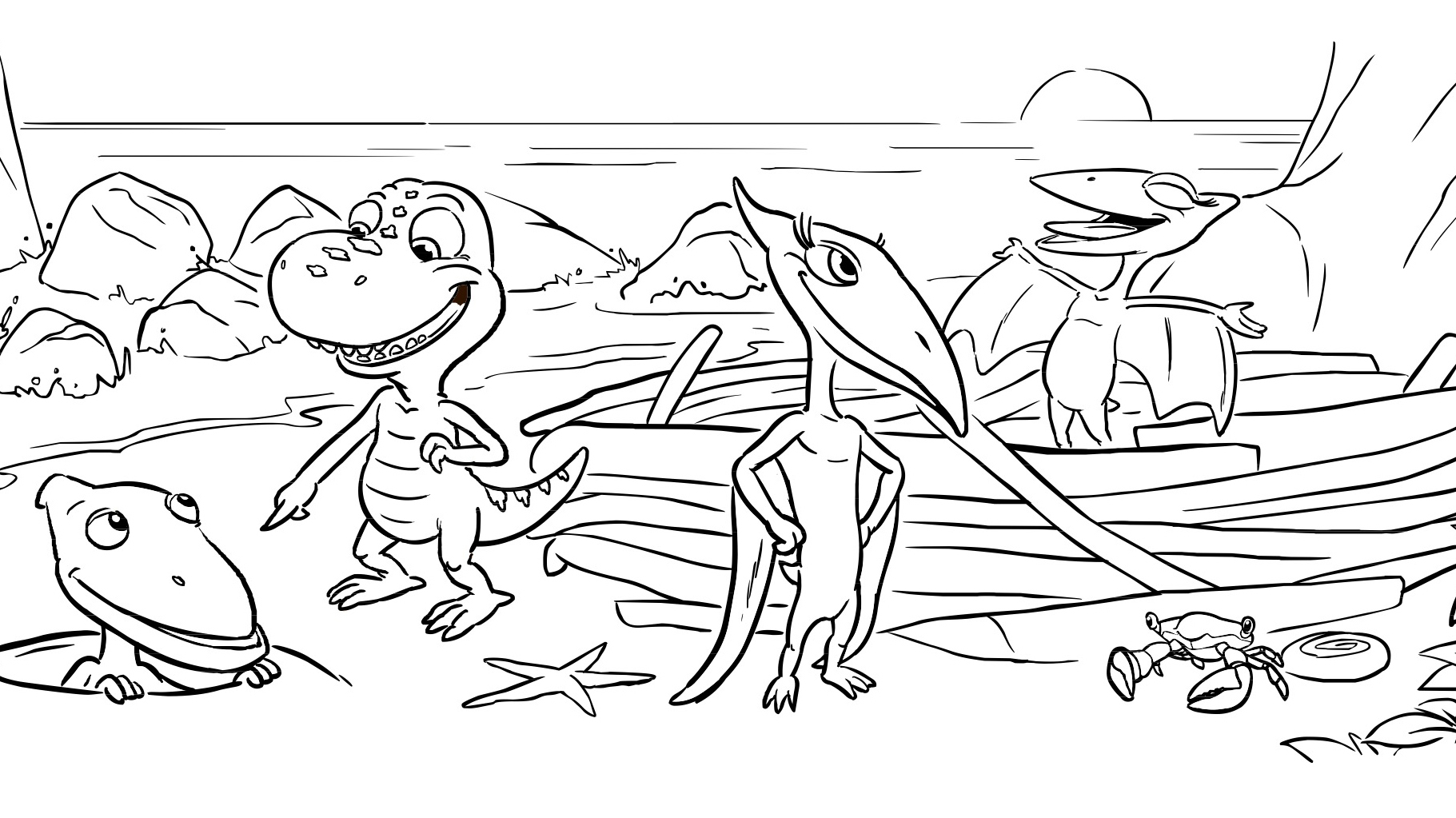 Dinosaur friends coloring page kids coloringâ kids for parents