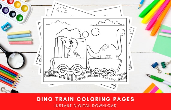 Dinosaur train kids coloring pages instant download printable colouring book landscape pdf images instant download