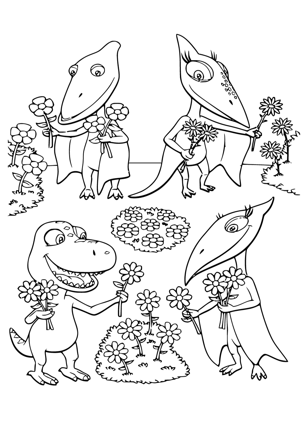 Free printable dinosaur train friends coloring page for adults and kids