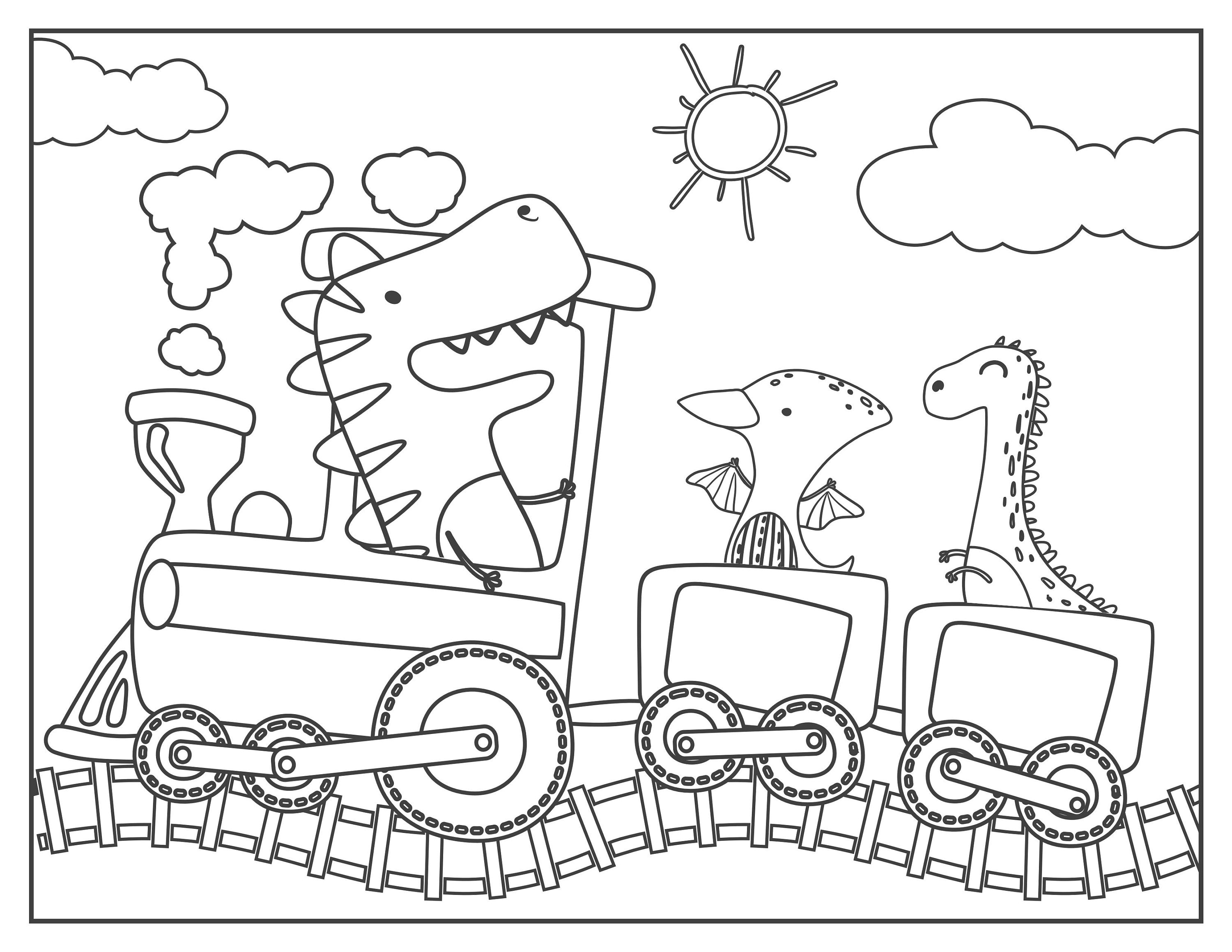 Cute dinosaur train coloring pages pagesinstant downloadpdf file