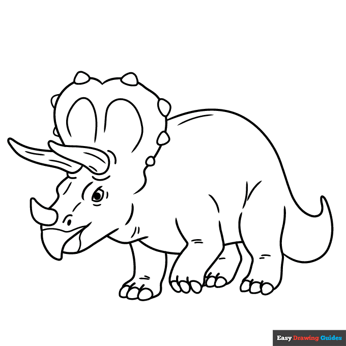 Triceratops coloring page easy drawing guides