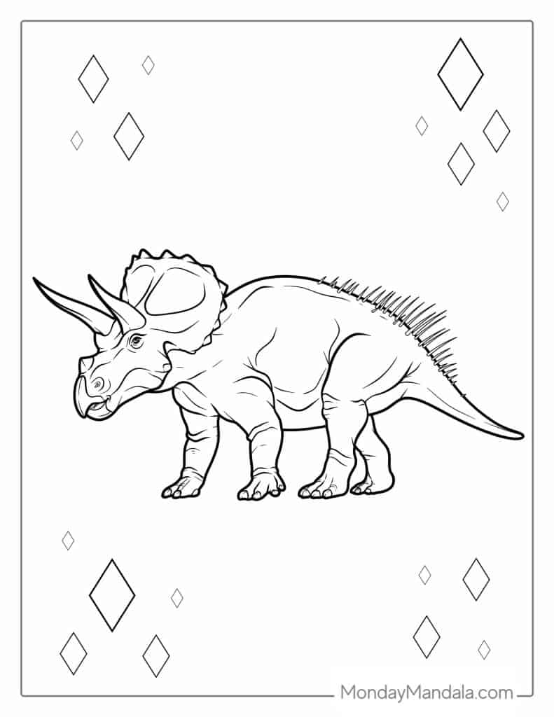 Triceratops coloring pages free pdf printables