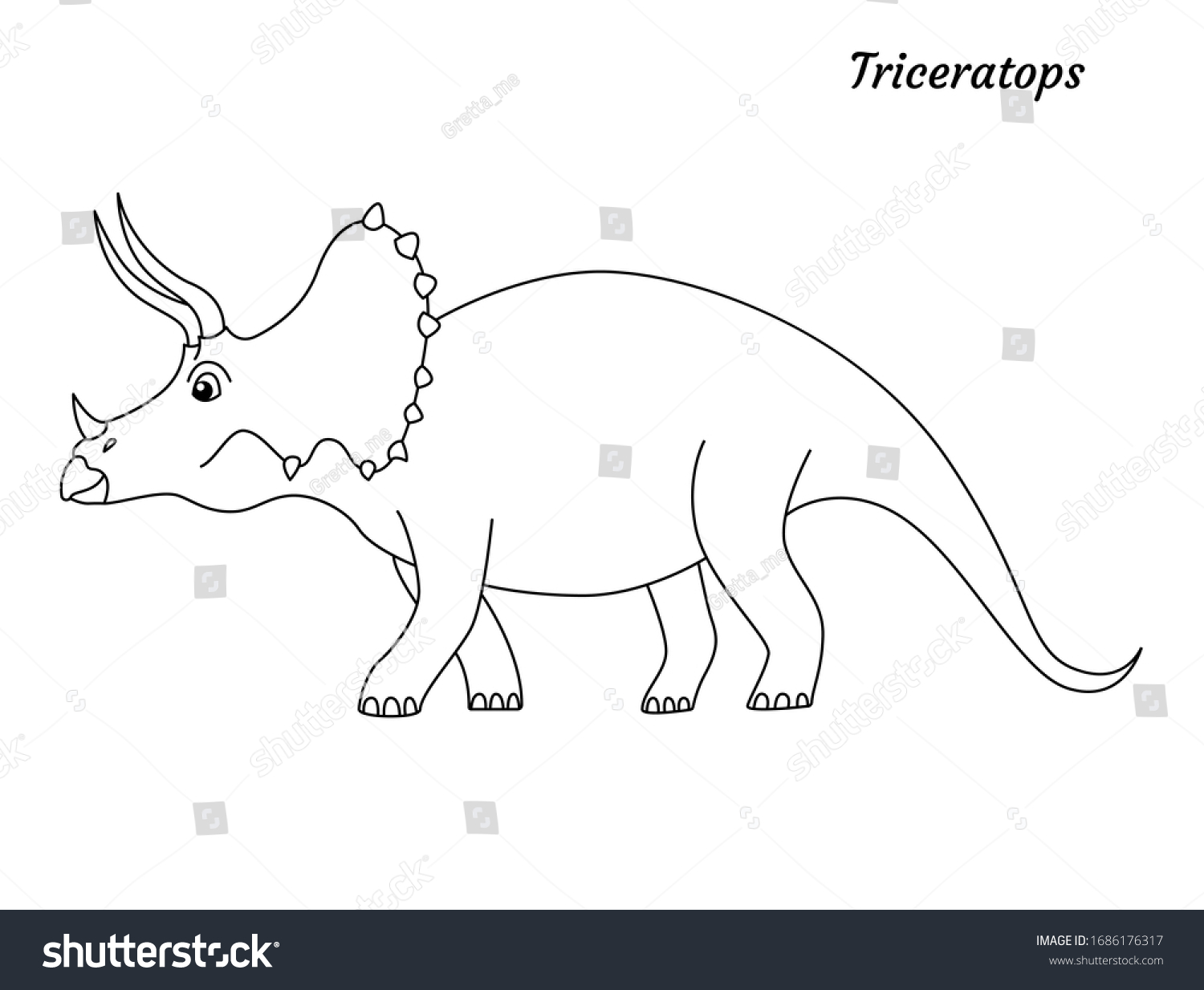 Coloring page outline triceratops dinosaur vector stock vector royalty free