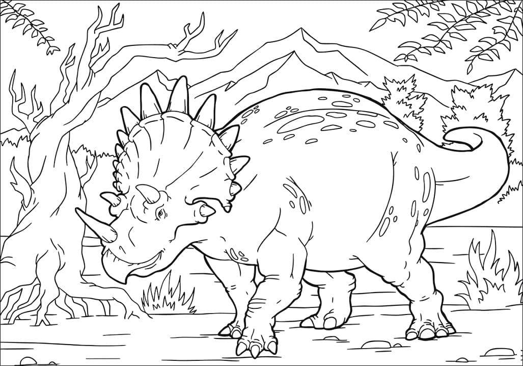 Triceratops dinosaur coloring page