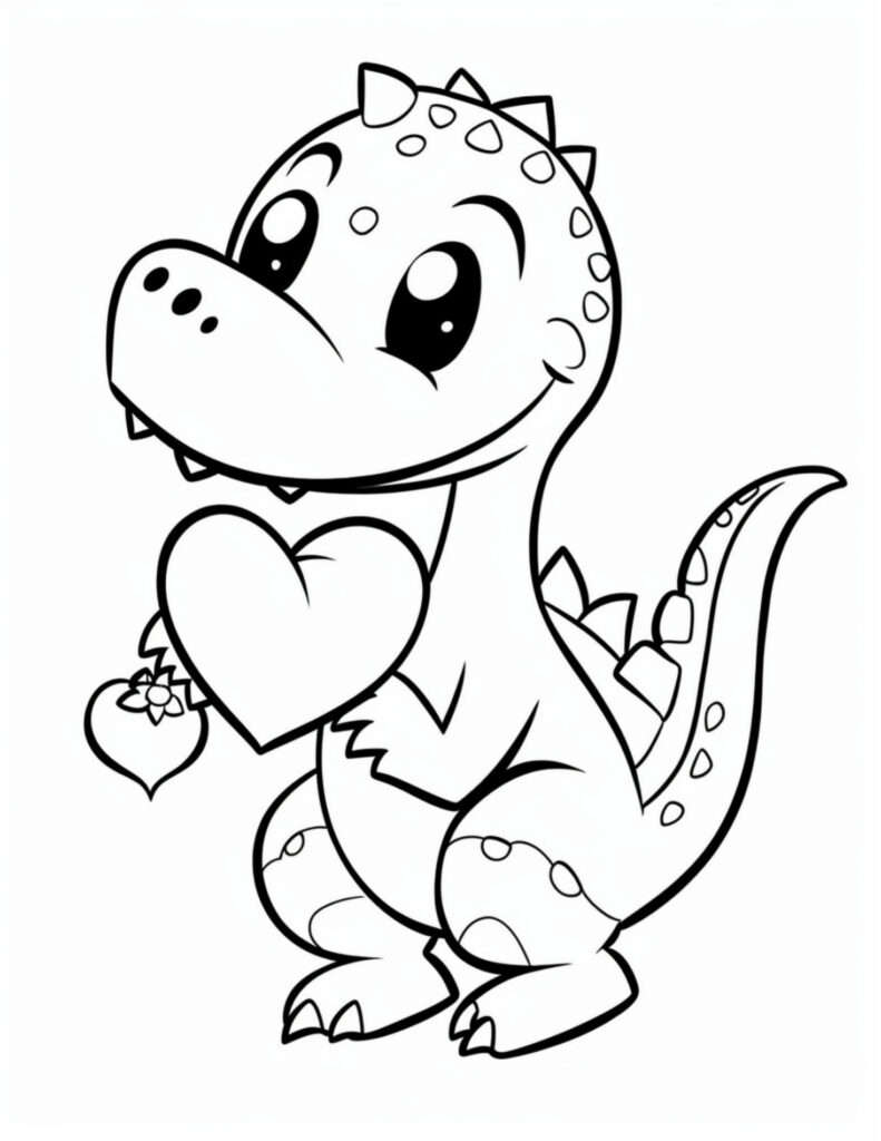 Dinosaur valentines coloring pages