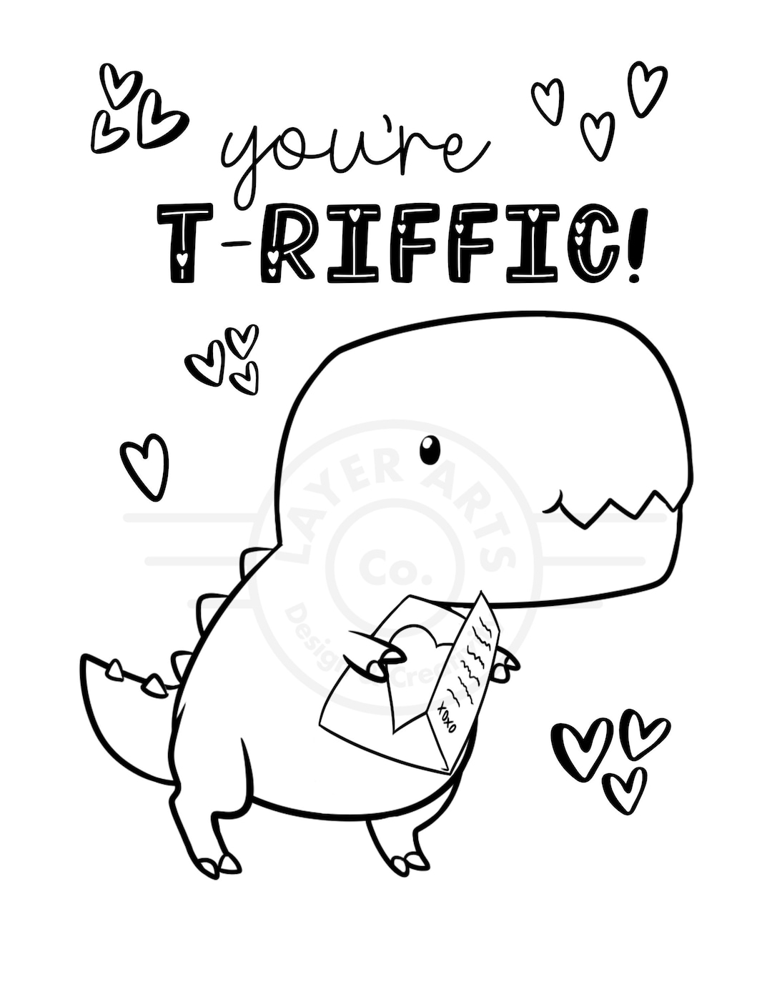 Dinosaur valentine coloring pages