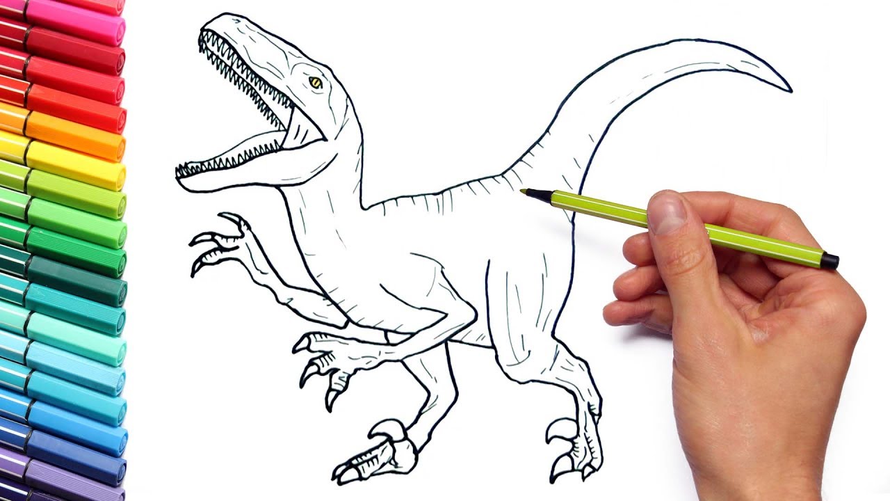 Drawing and coloring velociraptor jurassic world