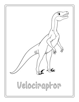 Realistic dinosaur coloring pages with names by peppermint puzzles